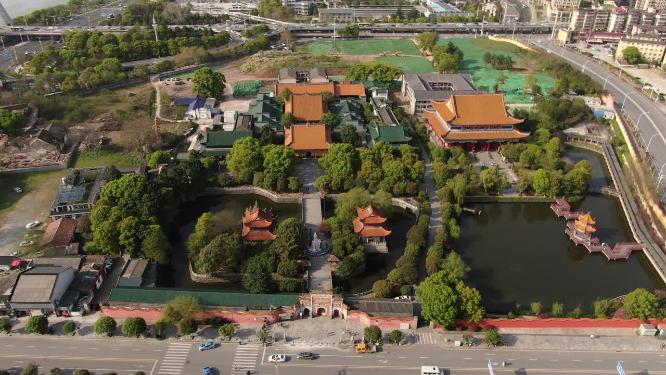 湖南长沙开福古寺古建筑航拍