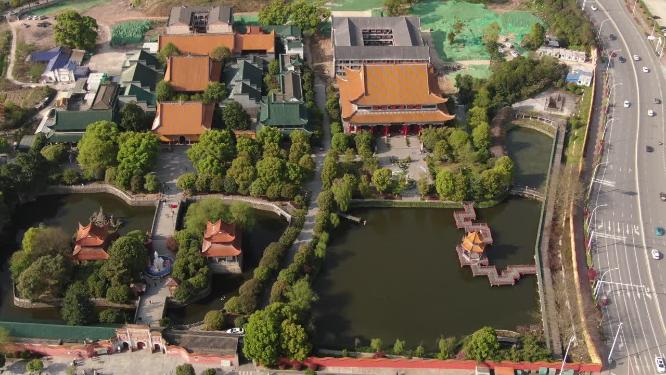 湖南长沙开福古寺古建筑航拍