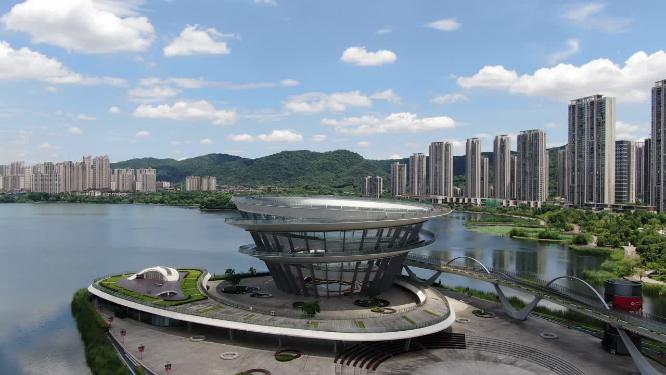 湖南长沙梅溪湖金茂双塔航拍