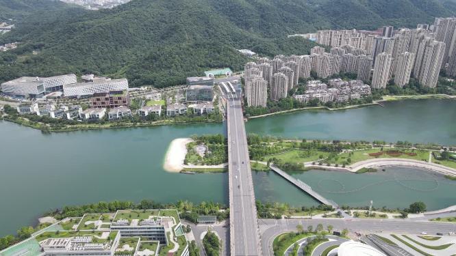 湖南长沙梅溪湖金茂双塔航拍