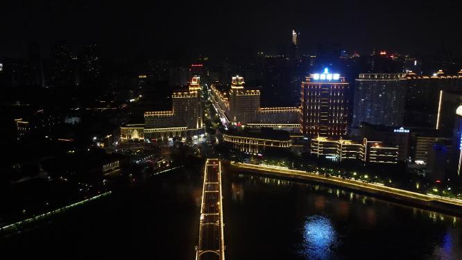福州城市夜景交通灯光航拍