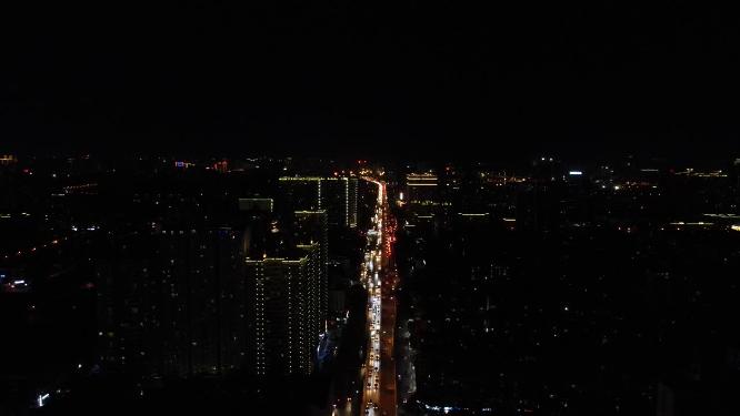 福建泉州城市夜景交通航拍