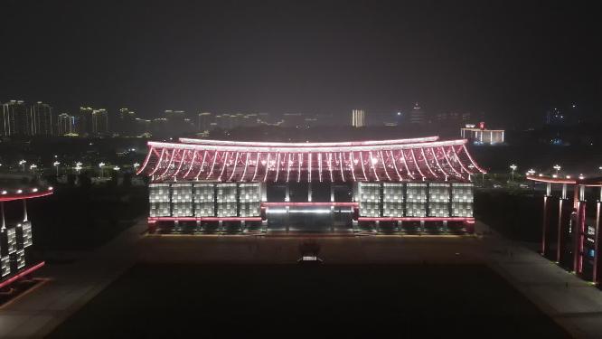 福建漳州博物馆夜景航拍
