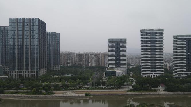 福建福州闽江高楼建筑航拍