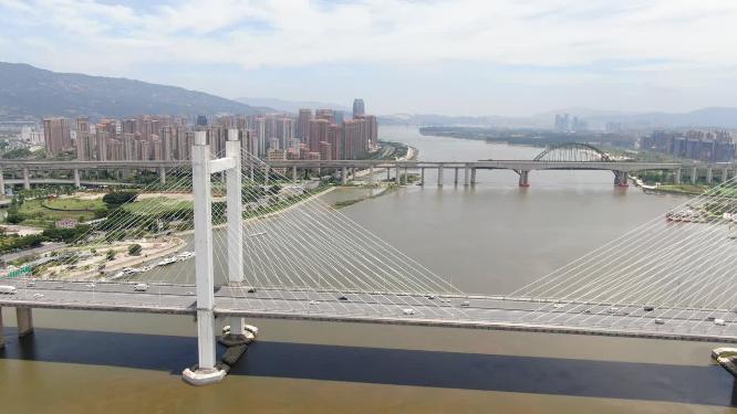 福建福州闽江桥梁航拍