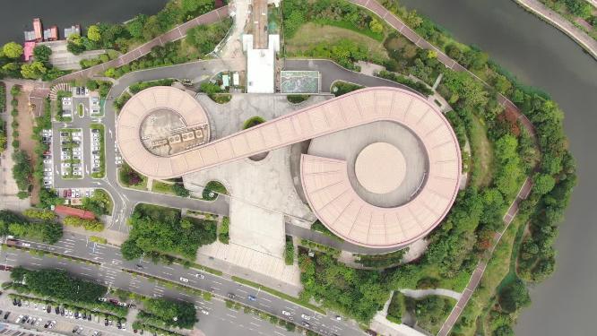 福建莆田博物馆地标建筑航拍