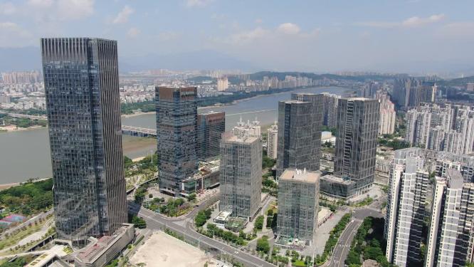 福建闽江北岸中央商务区航拍