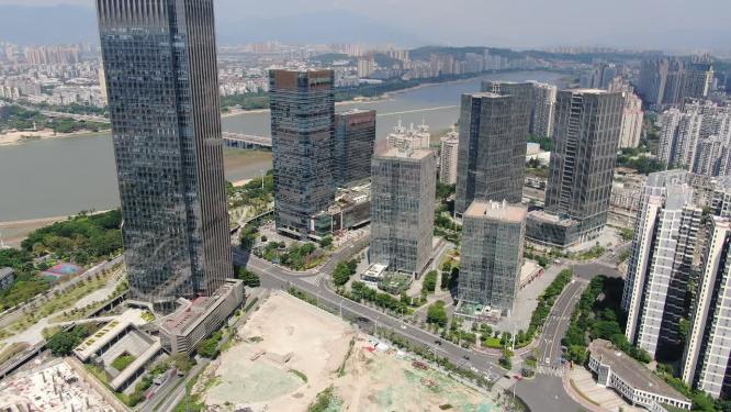 福建闽江北岸中央商务区航拍