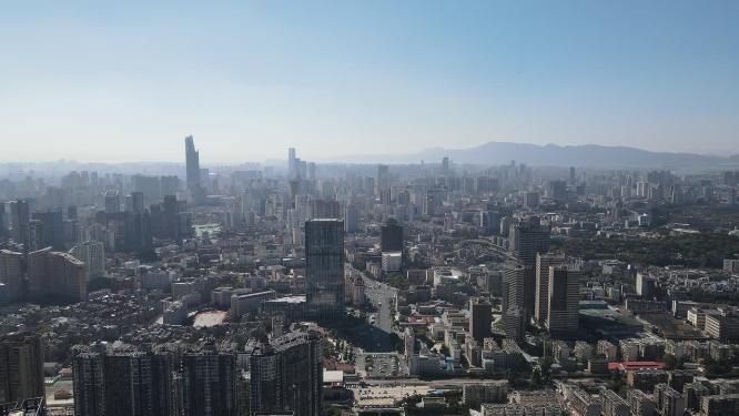 航拍云南昆明城市建设