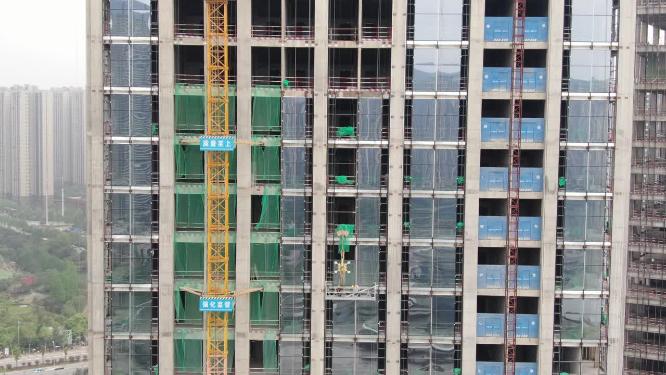 航拍城市在建商务大楼