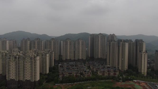 航拍湖南长沙梅溪湖生态城