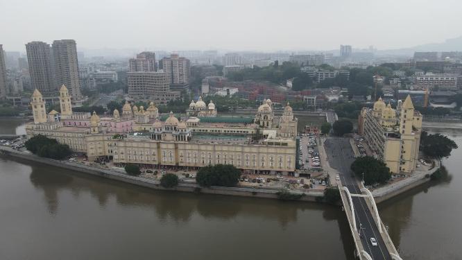 福建福州闽江高楼建筑航拍