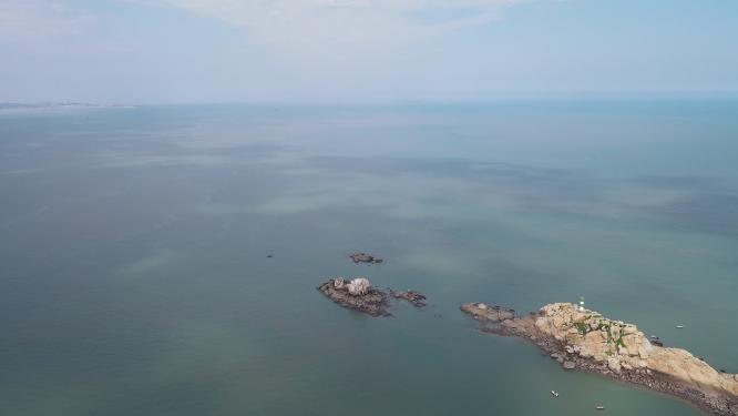 大海海浪沙滩礁石岛屿航拍
