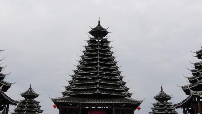 侗族特色建筑古楼实拍