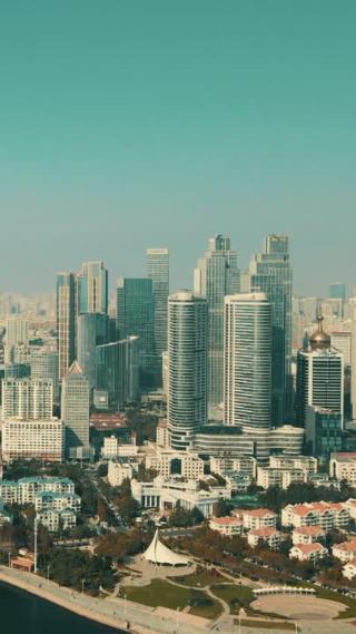 山东青岛城市风光竖屏航拍