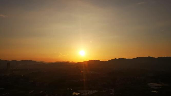 山川日落晚霞夕阳实拍