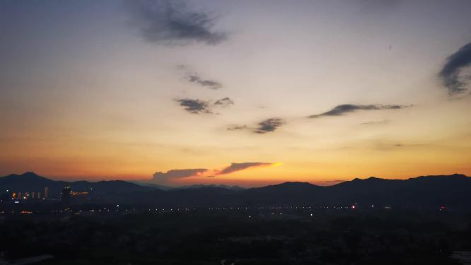 山川日落晚霞夕阳实拍