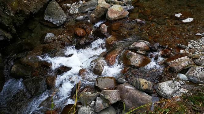 山间溪流流水实拍