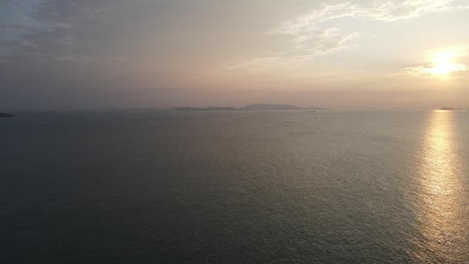 海上日落晚霞夕阳航拍