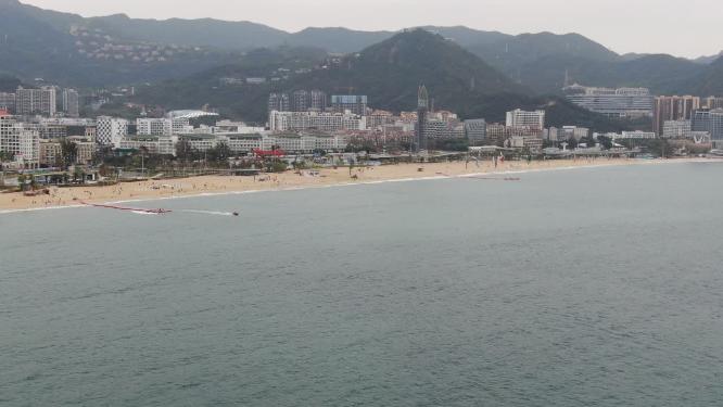 大海海浪沙滩自然风景航拍