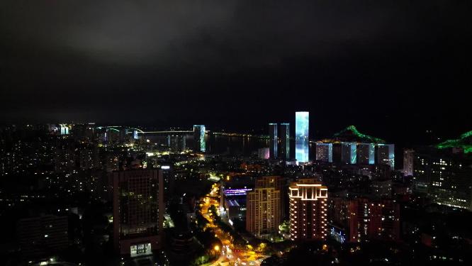 湖北宜昌城市夜景灯光航拍