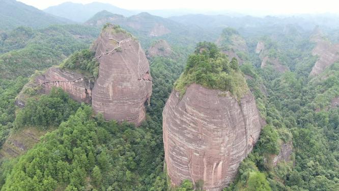 湖南通道万佛山4A景区丹霞地貌航拍