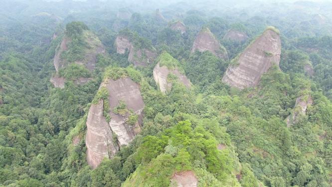 湖南通道万佛山4A景区丹霞地貌航拍