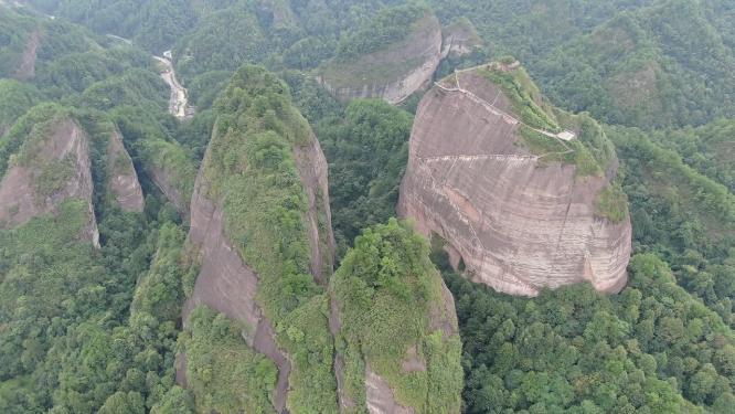 湖南通道万佛山4A景区丹霞地貌航拍