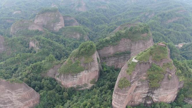 湖南通道万佛山4A景区丹霞地貌航拍