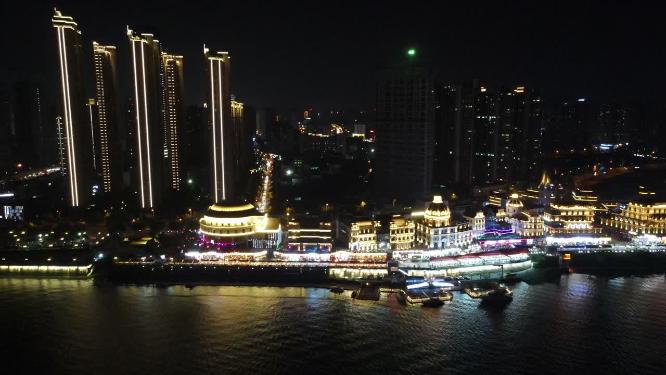 湖南长沙城市夜景灯光航拍