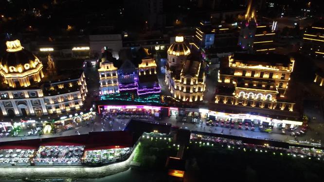 湖南长沙城市夜景灯光航拍
