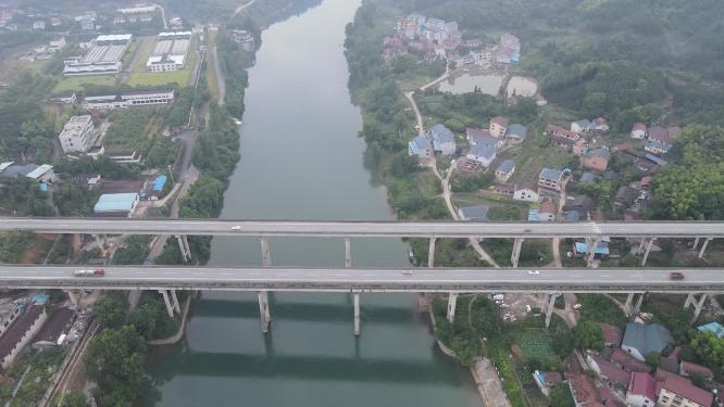 火车高速公路高架桥航拍