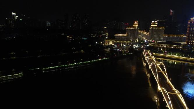 福州城市夜景交通灯光航拍