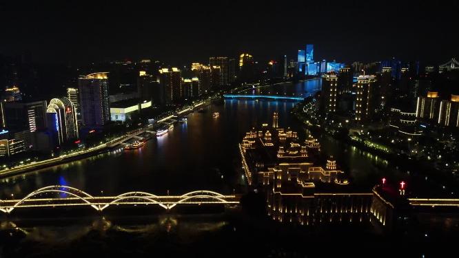 福州城市夜景交通灯光航拍