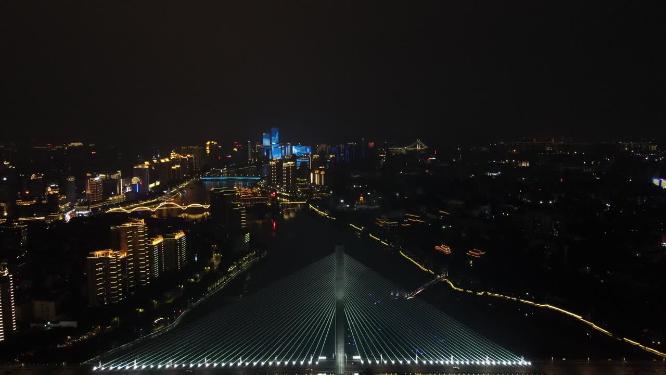 福州城市夜景交通灯光航拍