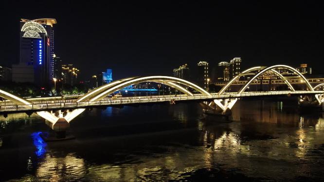福州城市夜景交通灯光航拍