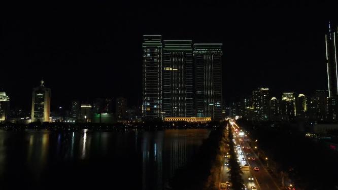 福建厦门城市夜景航拍