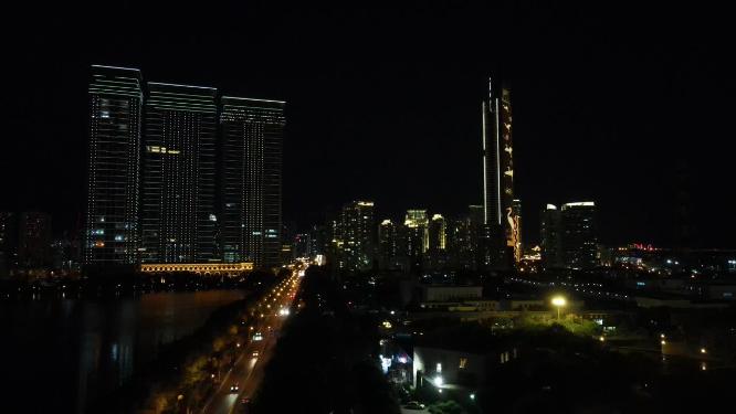 福建厦门城市夜景航拍