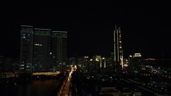 福建厦门城市夜景航拍