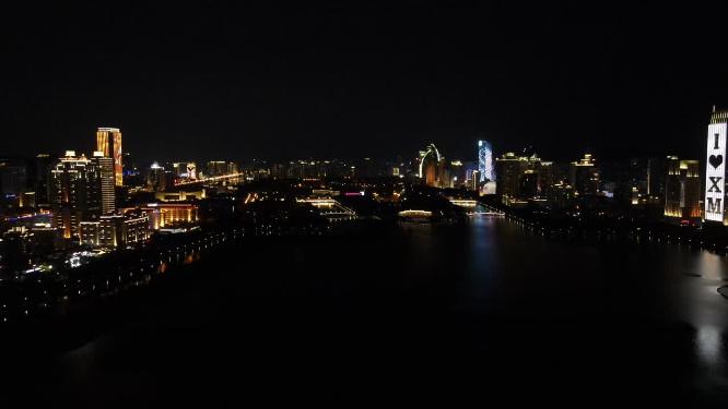 福建厦门城市夜景航拍