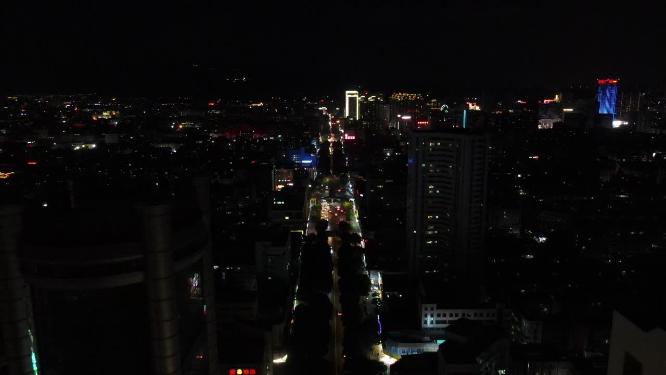福建泉州城市夜景交通航拍