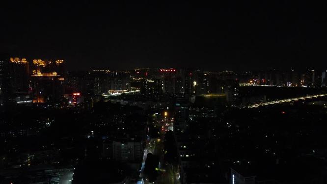 福建泉州城市夜景交通航拍