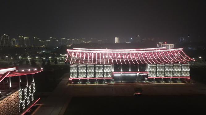 福建漳州博物馆夜景航拍