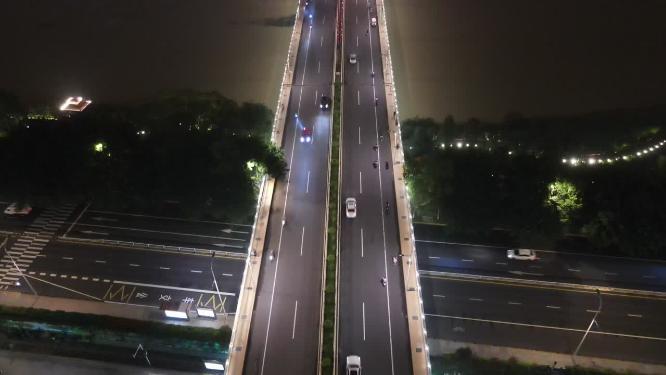 福建漳州夜景交通航拍