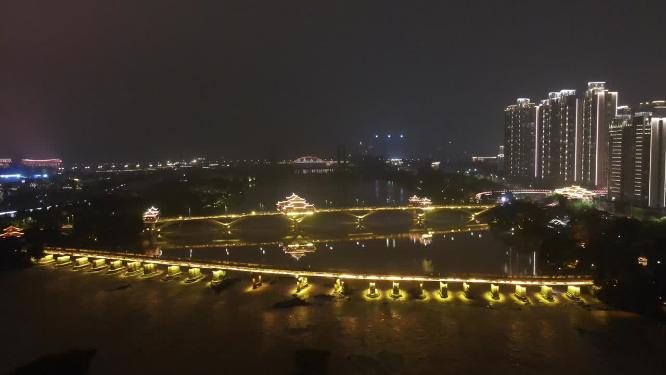 福建漳州夜景交通航拍