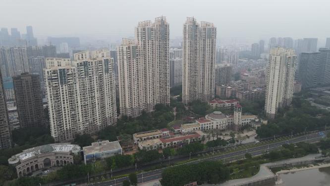 福建福州闽江高楼建筑航拍