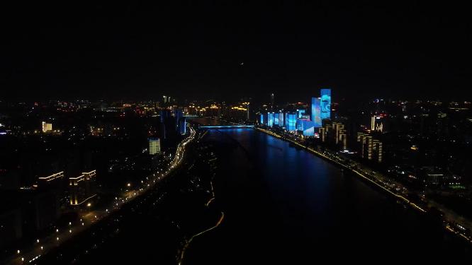 福建福州城市夜景灯光航拍