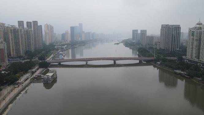 福建福州闽江两岸高楼建筑航拍