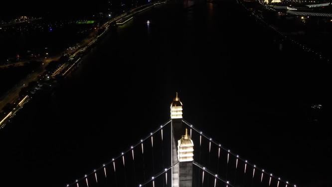 福建福州鼓山大桥夜景航拍
