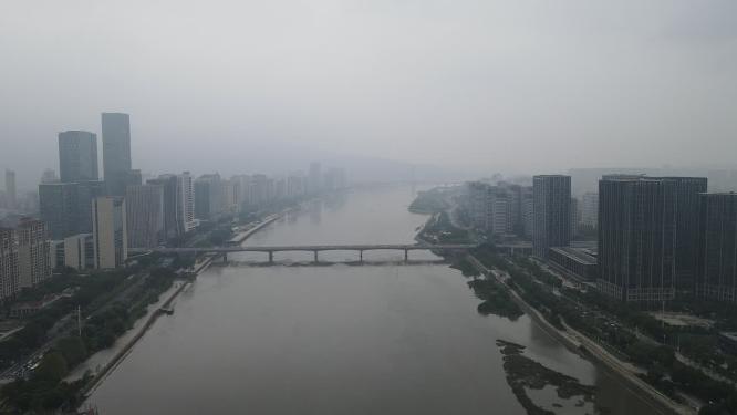 福建福州闽江高楼建筑航拍